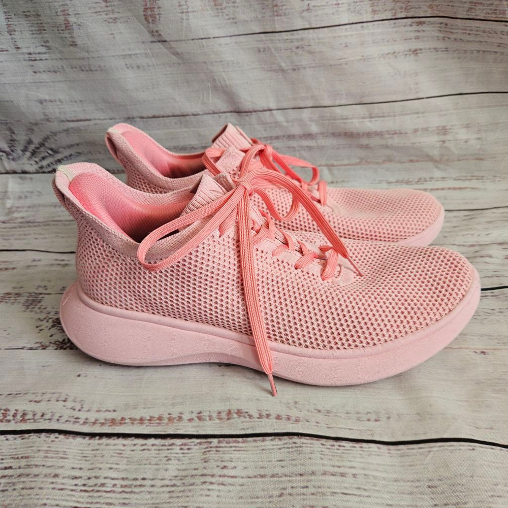 Womens Pink Mesh Knit Sneakers - Lightweight Comfort